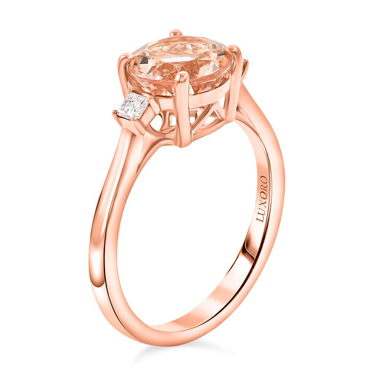 LUXORO zertifizierter und geprüfter AAA Morganit und I2 Diamant Ring in 585 Roségold - 1,80 ct.