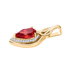 Royal Drops - D joy Synthetischer Padparadscha-Saphir, Weißer Zirkon Anhänger 925 Silber 750 Gelb Vergoldet ca. 2.47 ct
