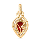 Royal Drops - D joy Synthetischer Padparadscha-Saphir, Weißer Zirkon Anhänger 925 Silber 750 Gelb Vergoldet ca. 2.47 ct