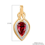 Royal Drops - D joy Synthetischer Padparadscha-Saphir, Weißer Zirkon Anhänger 925 Silber 750 Gelb Vergoldet ca. 2.47 ct
