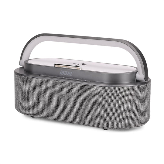 Tragbarer Bluetooth-Lautsprecher und Aufladegerät mit Regenbogen LED Licht, 15W, 235x93x113 mm, Grau