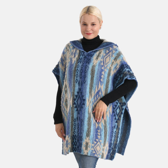 La Marey signature Printed pattern with hoodie ponchos