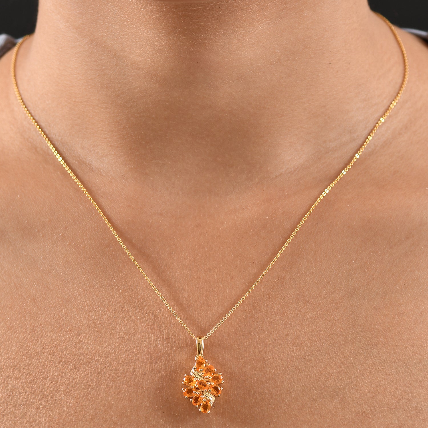 D'joy Feueropal Anhänger 925 Silber 750 Gelb Vergoldet ca. 1.10 ct