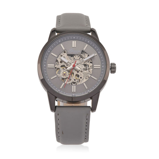 GENOA TIME V2 Automatikuhr mit mechanischem Automatikwerk, Zifferblatt Blau mit Sonnenschliff und offenem Design, Lederarmband Blau, 3 ATM wasserdicht