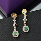 Regal Cascade - D joy Kagem Sambischer Smaragd, Weißer Zirkon Ohrringe 925 Silber 750 Gelb Vergoldet ca. 0.90 ct