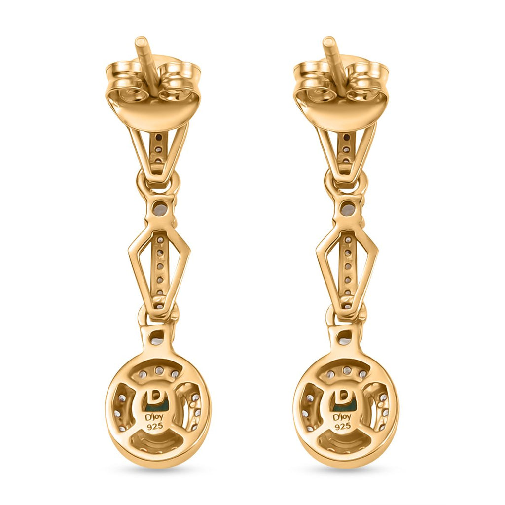 Regal Cascade - D joy Kagem Sambischer Smaragd, Weißer Zirkon Ohrringe 925 Silber 750 Gelb Vergoldet ca. 0.90 ct