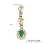 Regal Cascade - D joy Kagem Sambischer Smaragd, Weißer Zirkon Ohrringe 925 Silber 750 Gelb Vergoldet ca. 0.90 ct