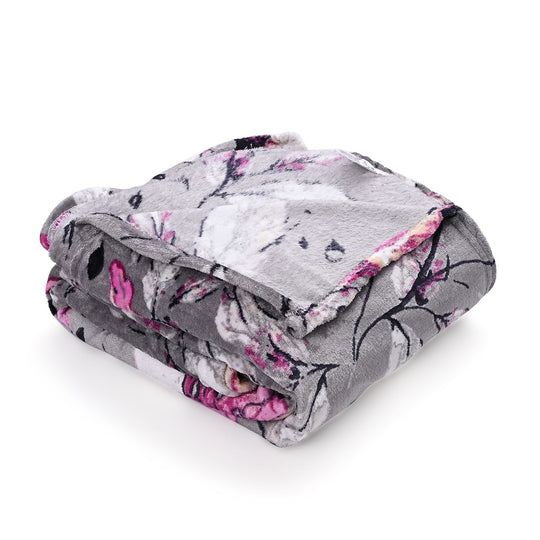 Ultraweiche Flanell Kuscheldecke, bedruckt, 155 gsm, Dunkelblau Weiß