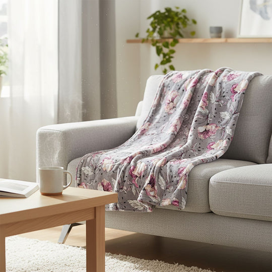 Ultraweiche Flanell Kuscheldecke, bedruckt, 155 gsm, Dunkelblau Weiß