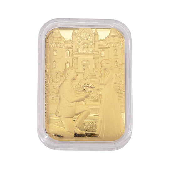 EXKLUSIVES GESCHENK - 999er Goldfolie mit Heiratsantrag-motiv 10mg