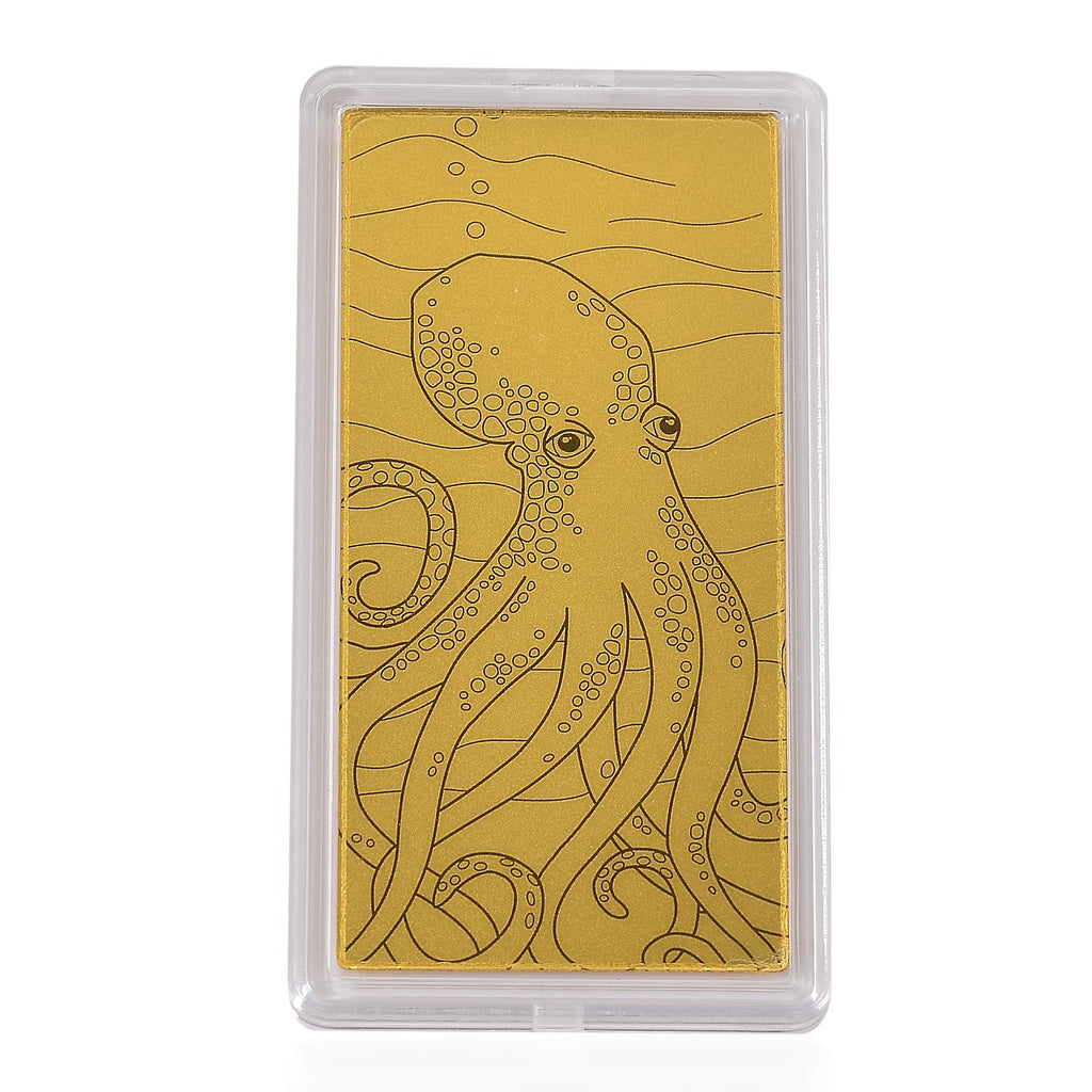999er Goldbarren mit Oktopus Motiv