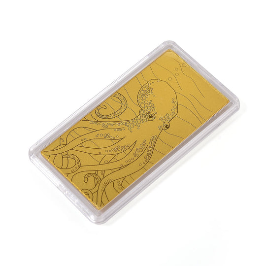999er Goldbarren mit Oktopus Motiv