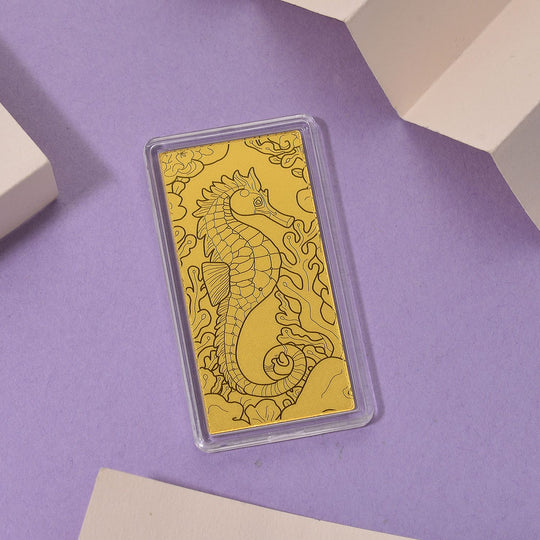 999er Goldbarren mit Seepfärdchen Motiv