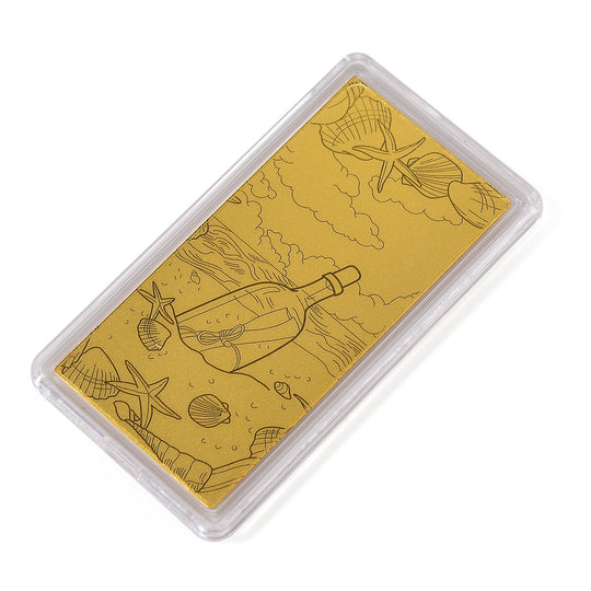 999er Goldbarren mit Flasche-Motiv
