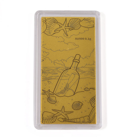 999er Goldbarren mit Flasche-Motiv