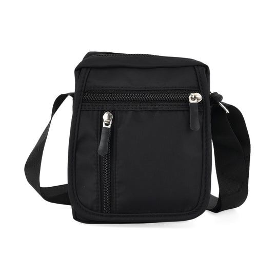 Umhängetasche mit mehreren Reißverschlussfächern und RFID-Schutz, Größe 12,5x6x16 cm, Anthrazitgrau