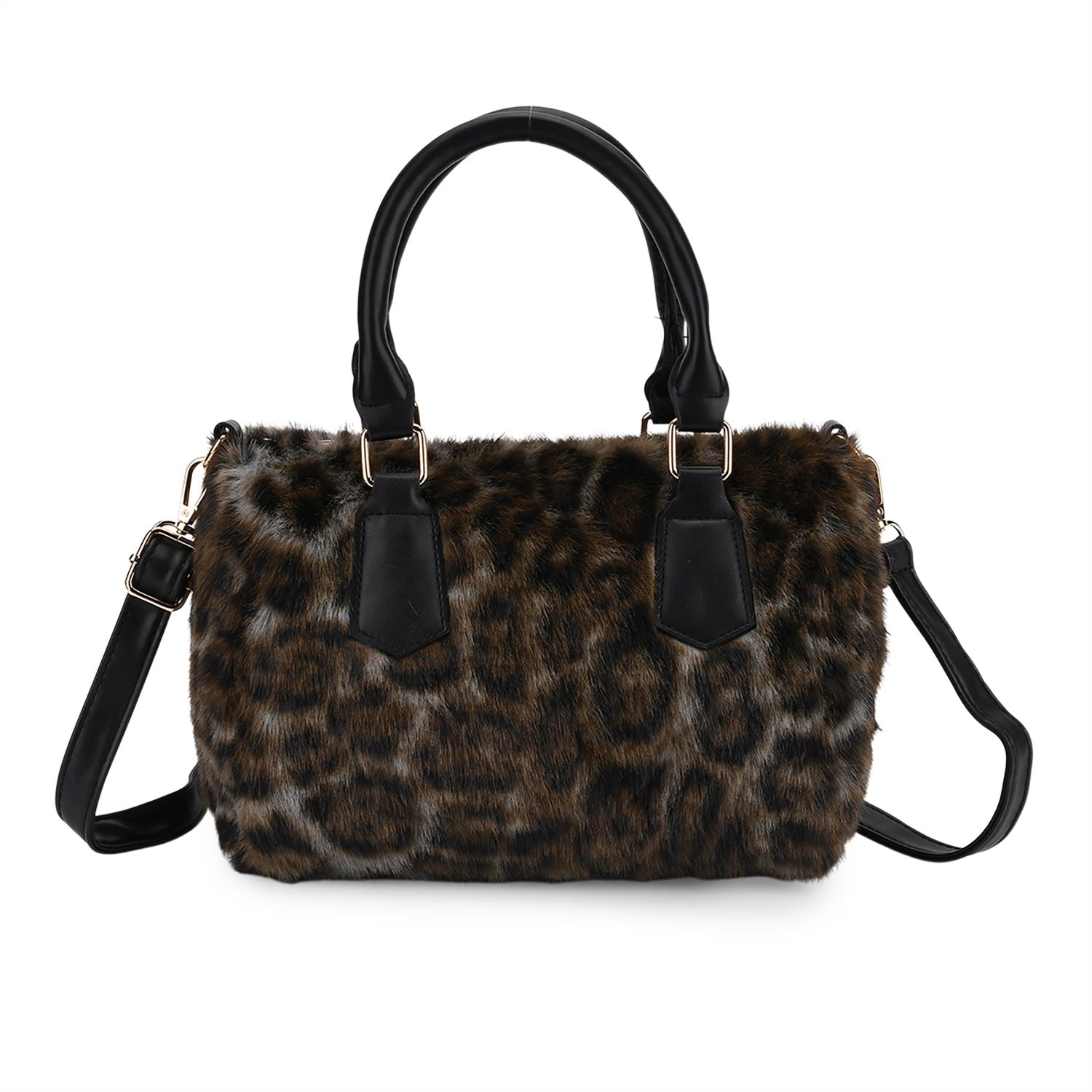Crossbody Bag in Leopard-Optik, Braun-Schwarz, 26x17x13 cm