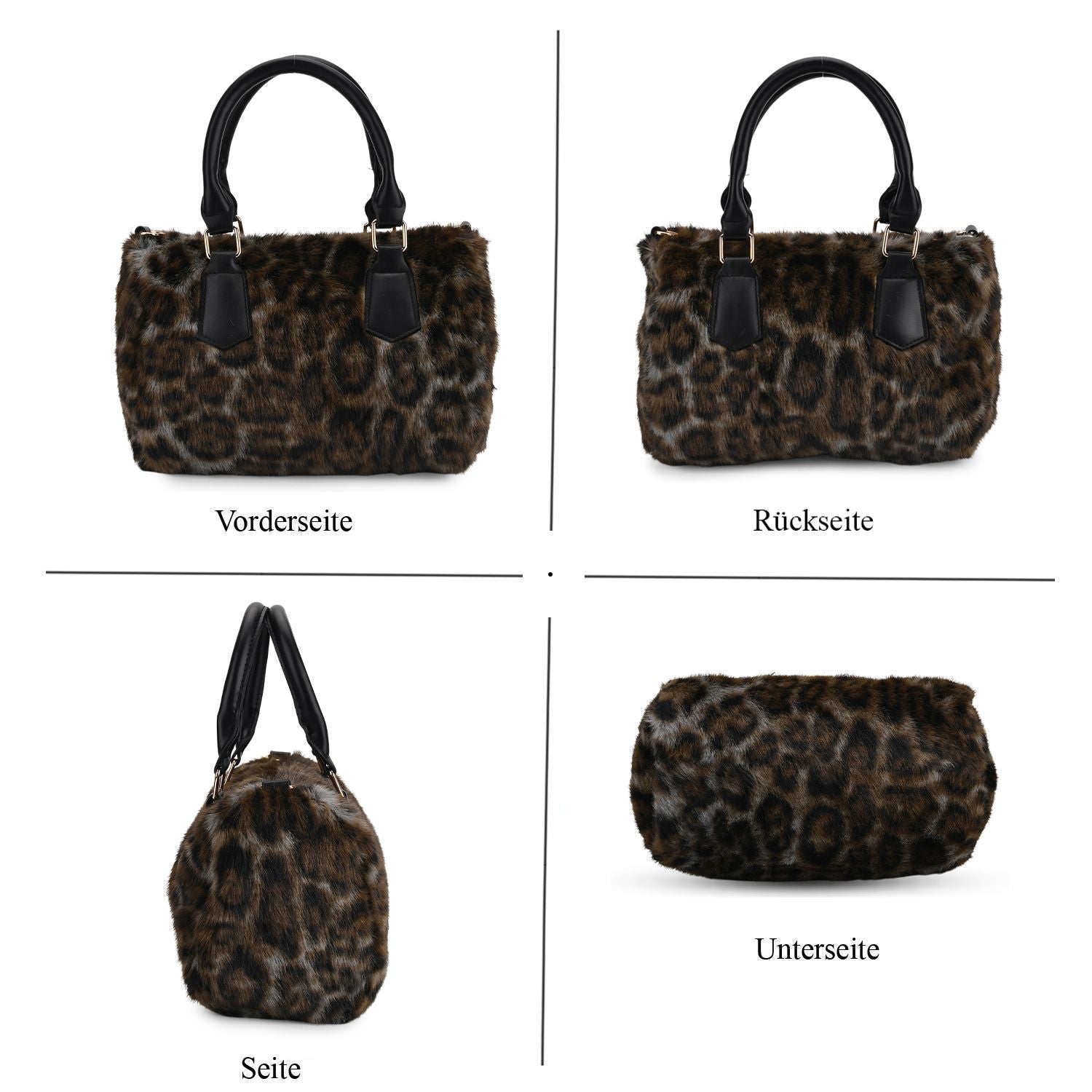 Crossbody Bag in Leopard-Optik, Braun-Schwarz, 26x17x13 cm