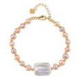 Weiße Keshi Perle, Mehrfarbige Süßwasser Perle Armband, ca. 16.5 cm + 5 cm Extender, Nickelfreies Messing