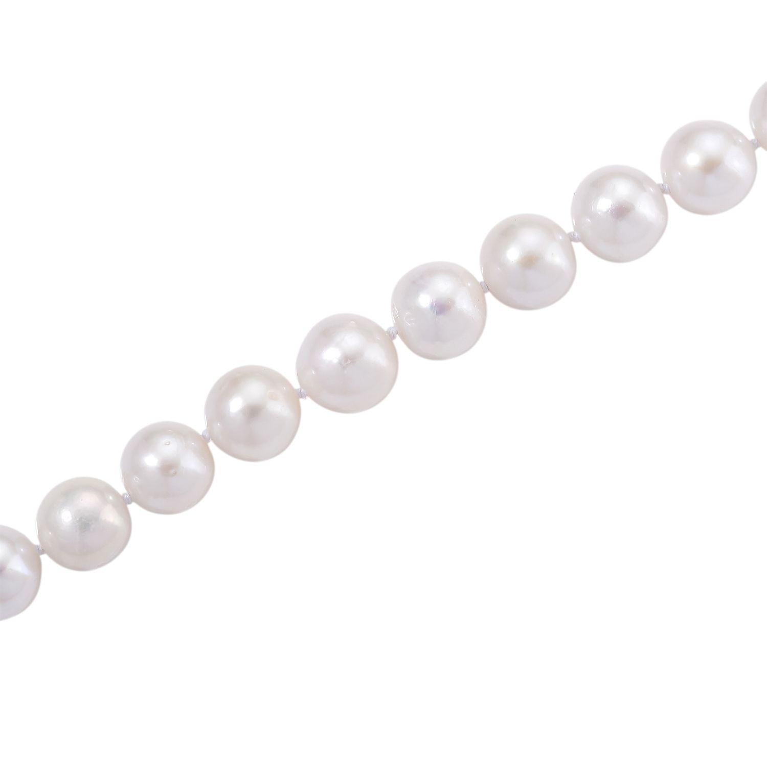 Weiße Edison Perle (9-11mm) 45+5cm Halskette, 925 Silber rhodiniert