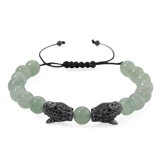 Mehrfarbiger Achat, Schwarzer Zirkonia Armband, Flexibles, Messing Schwarzes Rhodium