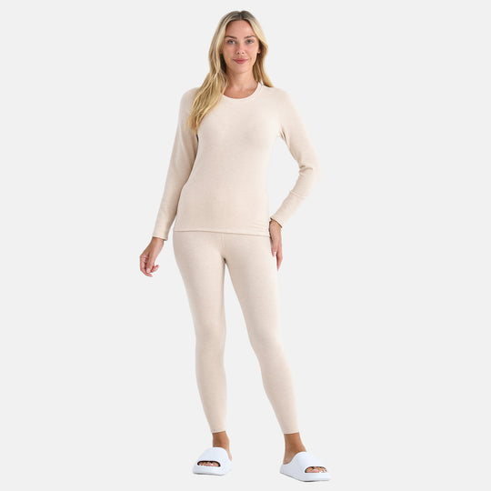 LA MAREY Signature - 2 teiliges Loungewear-Set mit 20% Seide und Kaschmir Proteinfaser eingereichert, Beige, Größe XL