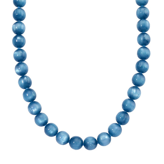 Blaue Apatit Halskette, Simuliert, ca. 45cm mit 5cm extender, Edelstahl

, ca. 340.00 ct