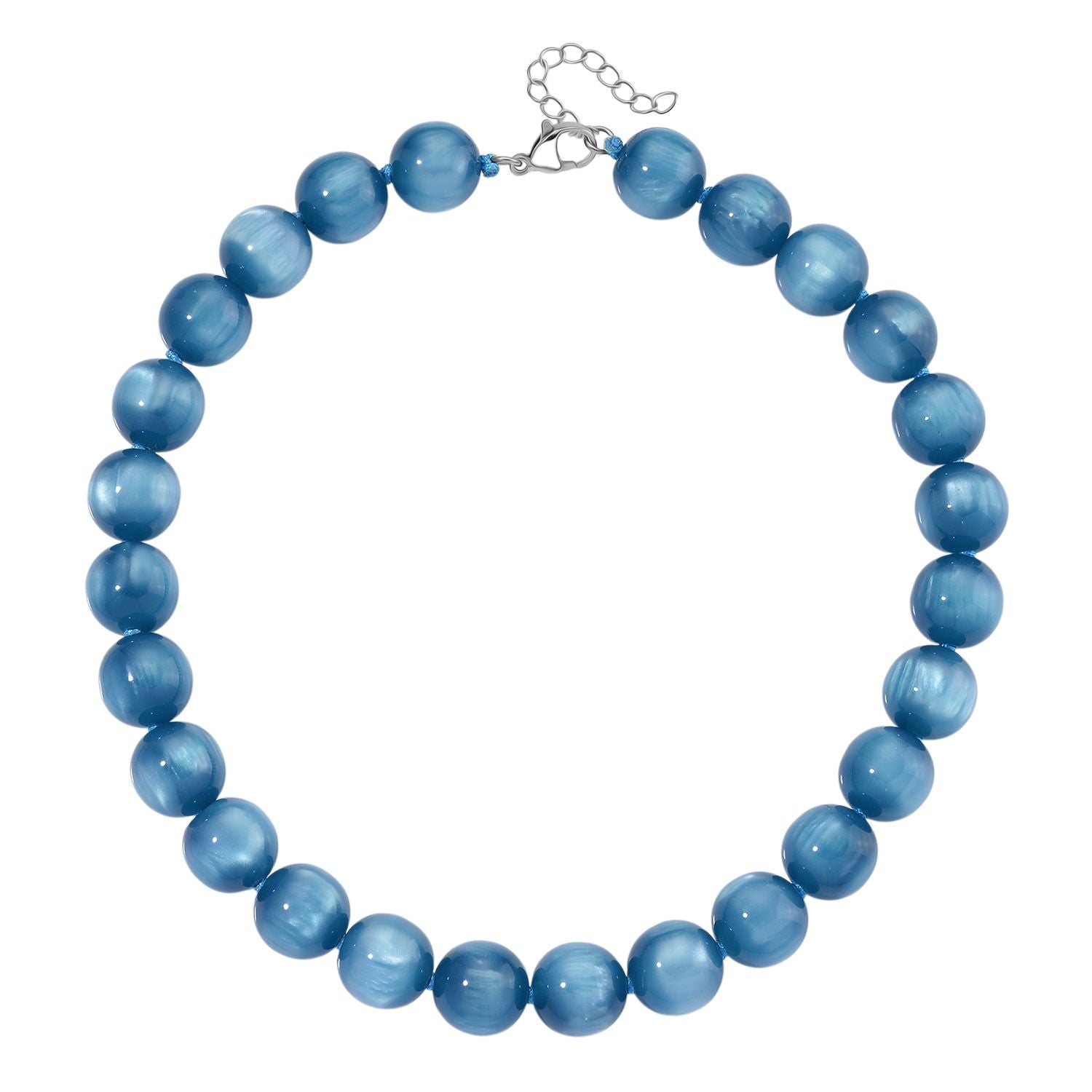 Blaue Apatit Halskette, Simuliert, ca. 45cm mit 5cm extender, Edelstahl

, ca. 340.00 ct