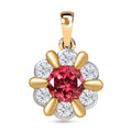 D'joy Lab Grown Padparadscha-Saphir , Weißer Zirkon Anhänger 925 Silber platiniert und vergoldet ca. 4.08 ct