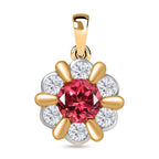 D'joy Lab Grown Padparadscha-Saphir , Weißer Zirkon Anhänger 925 Silber platiniert und vergoldet ca. 4.08 ct