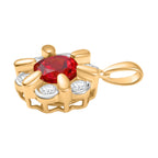 D'joy Lab Grown Padparadscha-Saphir , Weißer Zirkon Anhänger 925 Silber platiniert und vergoldet ca. 4.08 ct
