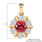 D'joy Lab Grown Padparadscha-Saphir , Weißer Zirkon Anhänger 925 Silber platiniert und vergoldet ca. 4.08 ct