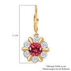 D'joy Lab Grown Padparadscha-Saphir , Weißer Zirkon Ohrringe 925 Silber platiniert und vergoldet ca. 6.15 ct