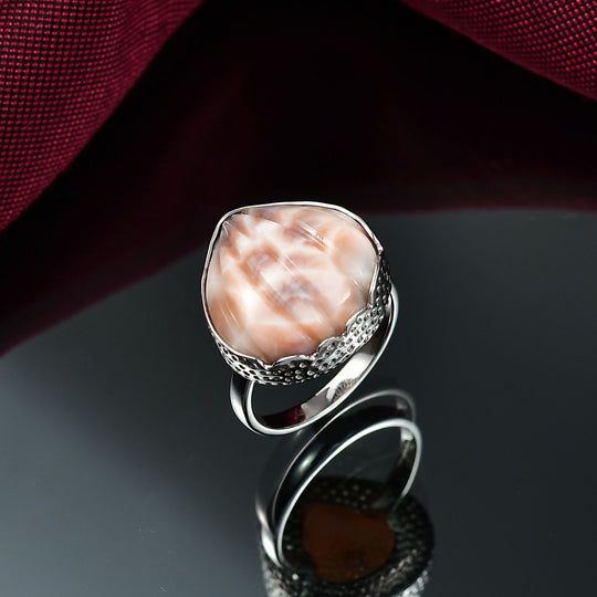 Djoy AA Natrolith Ring 925 Silber rhodiniert (Größe 19.00) ca. 13.13 ct