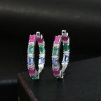D'Joy AA Tansanit,Kagem Sambischer Smaragd und Moissanit Ohrringe 925 Silber rhodiniert (7-8 Werktage Lieferzeit) ca. 2.92 ct