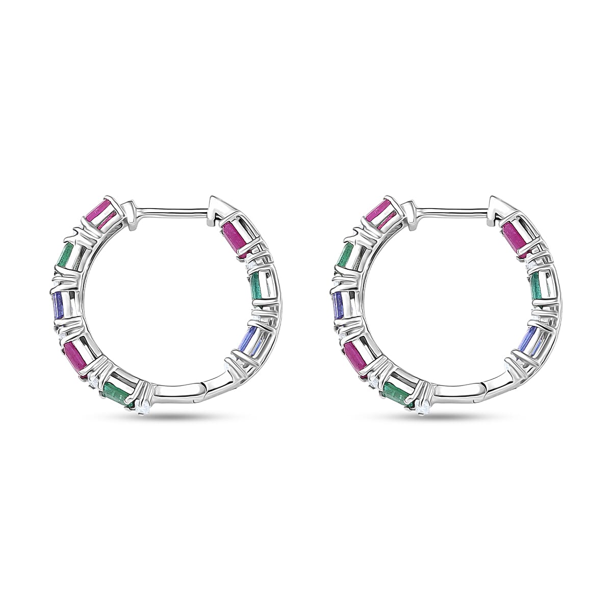 D'Joy AA Tansanit,Kagem Sambischer Smaragd und Moissanit Ohrringe 925 Silber rhodiniert (7-8 Werktage Lieferzeit) ca. 2.92 ct