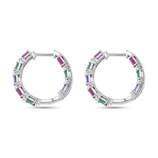 D'Joy AA Tansanit,Kagem Sambischer Smaragd und Moissanit Ohrringe 925 Silber rhodiniert (7-8 Werktage Lieferzeit) ca. 2.92 ct
