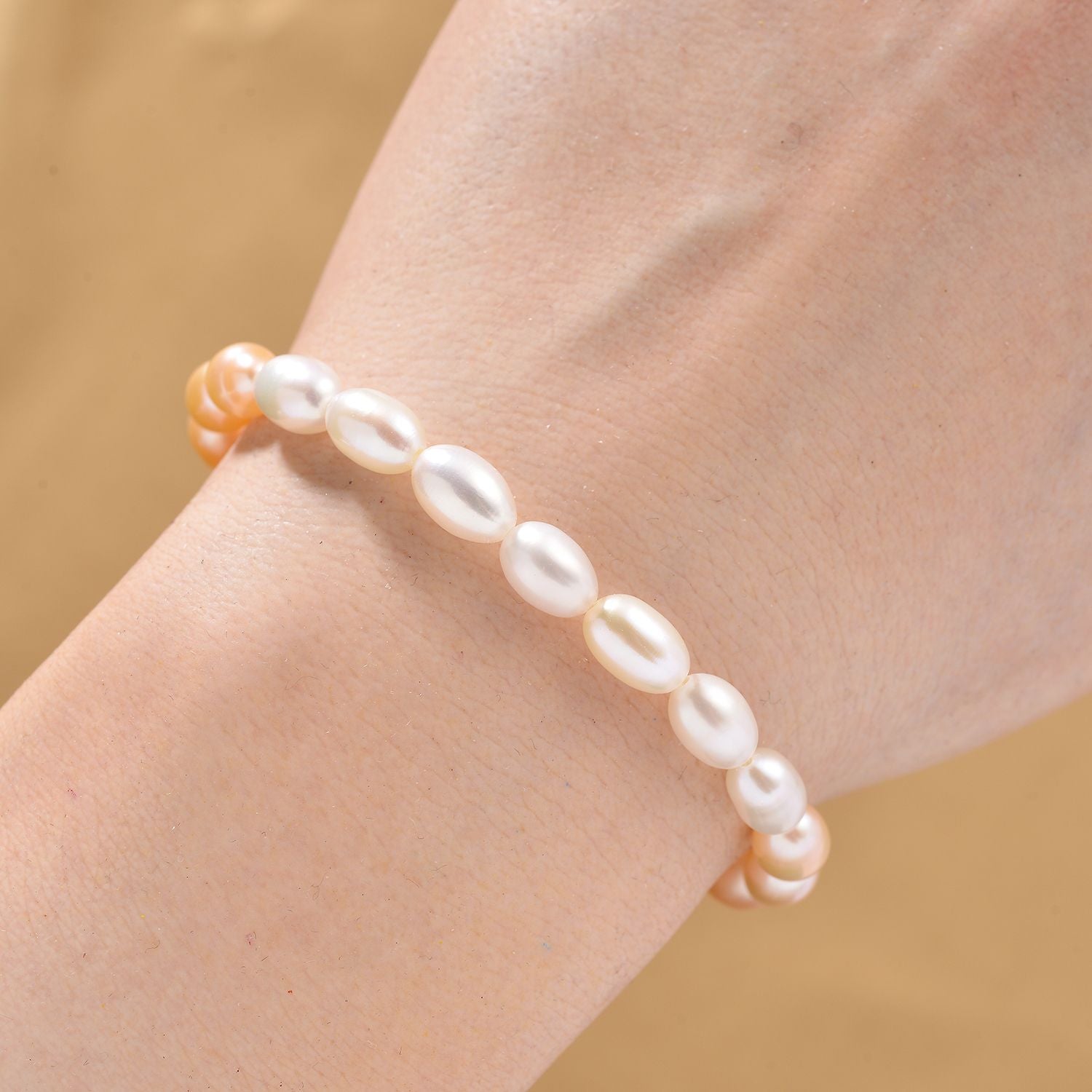 AAA Mehrfarbige Süßwasser Perle Armband ca. 18 cm + 2.5 cm Extender, Nickelfreies Messing gelb vergoldet