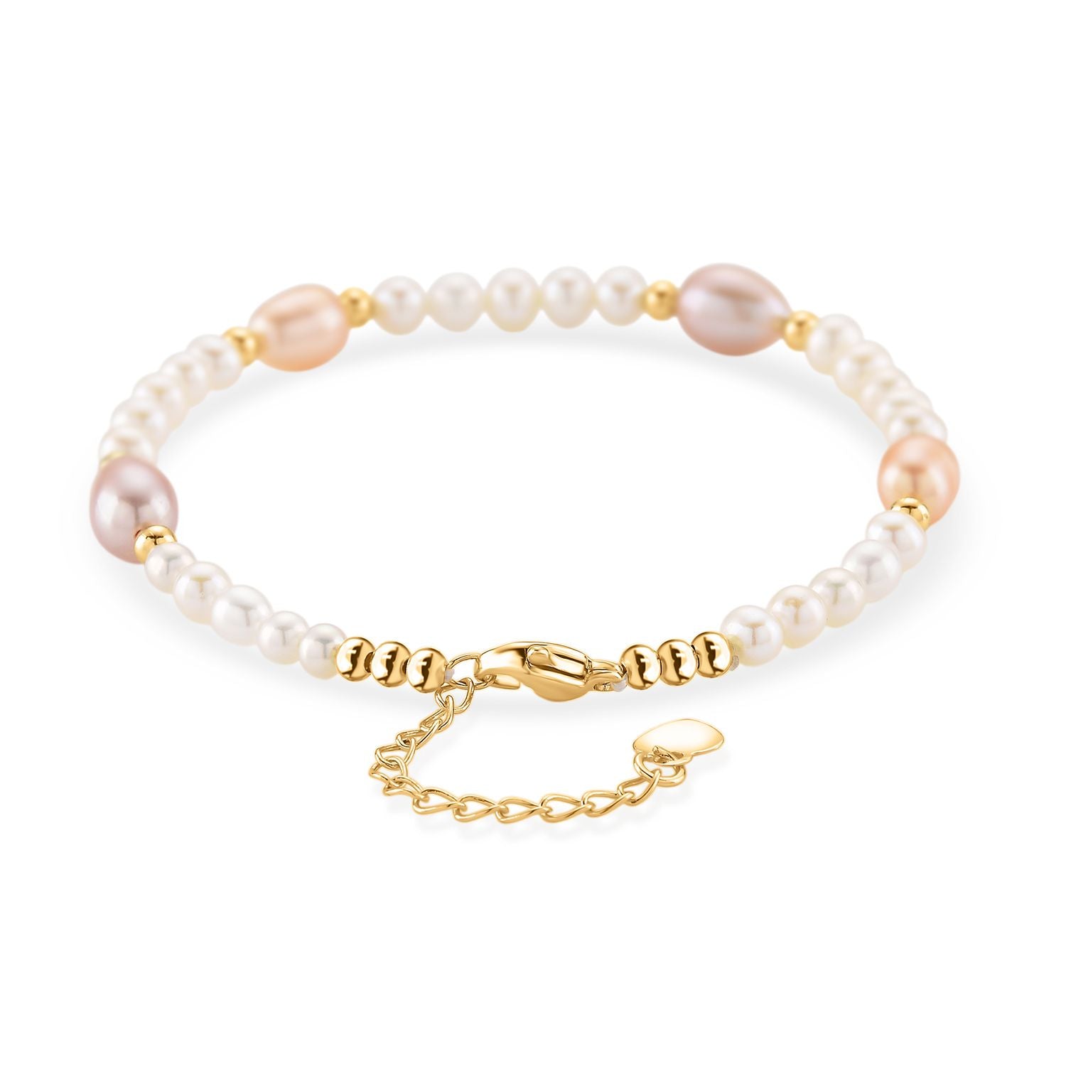 AAA mehrfarbiges Süßwasser Perle Armband, 18+2,5cm, Messing