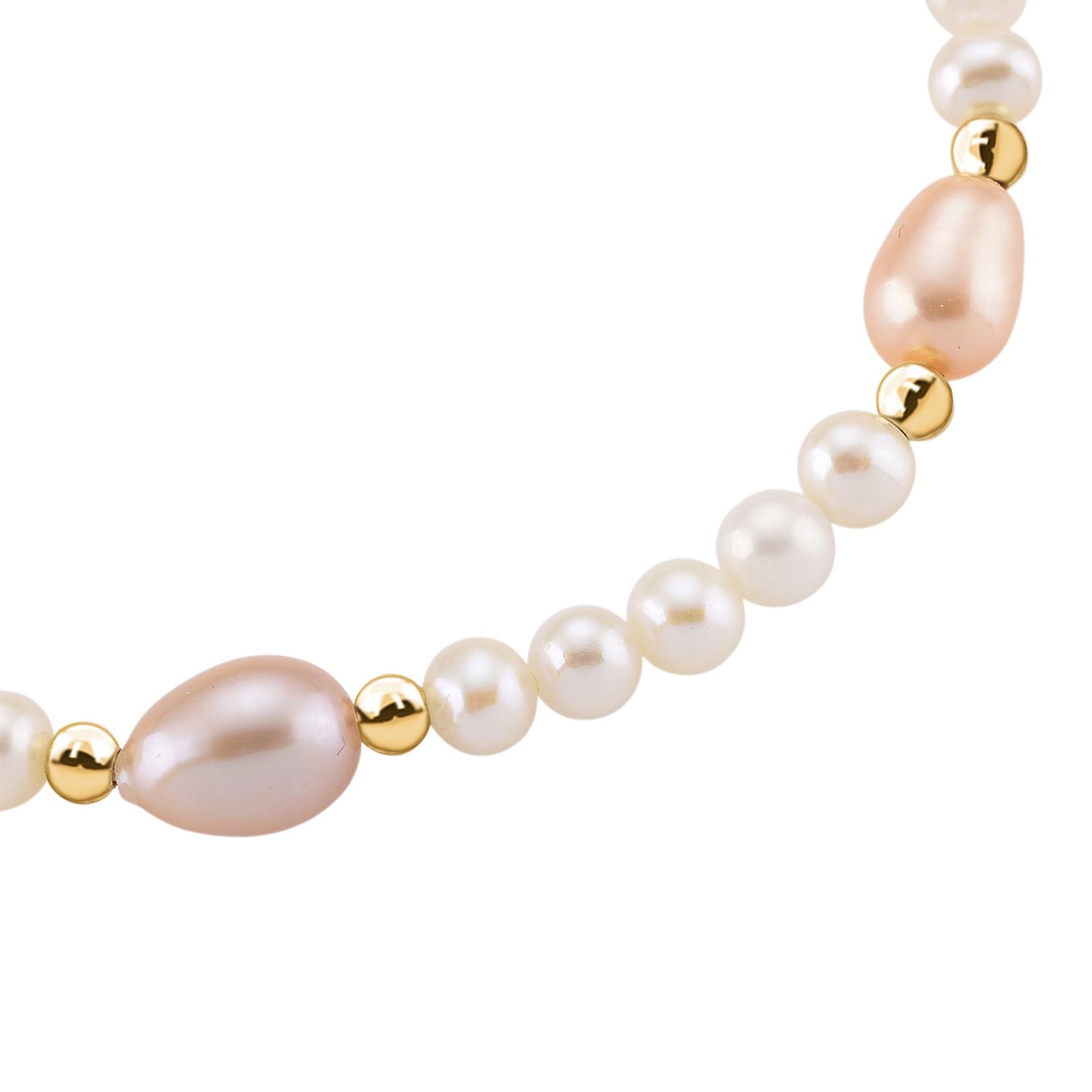 AAA Mehrfarbige Süßwasser Perle Armband ca. 18cm + 2.5cm Extender, Nickelfreies Messing gelb vergoldet