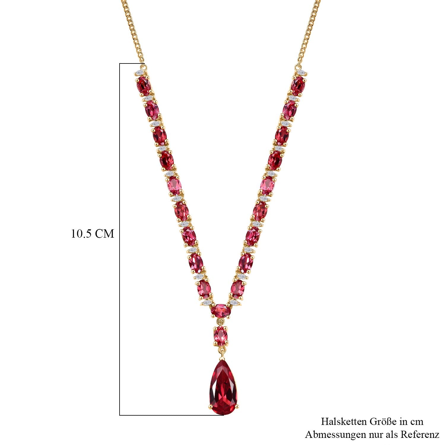 Empress Flame - D joy Lab Created Padparadscha-Saphir Halskette ca. 45 cm 925 Silber 750 Gelbgold Vermeil ca. 19.30 ct