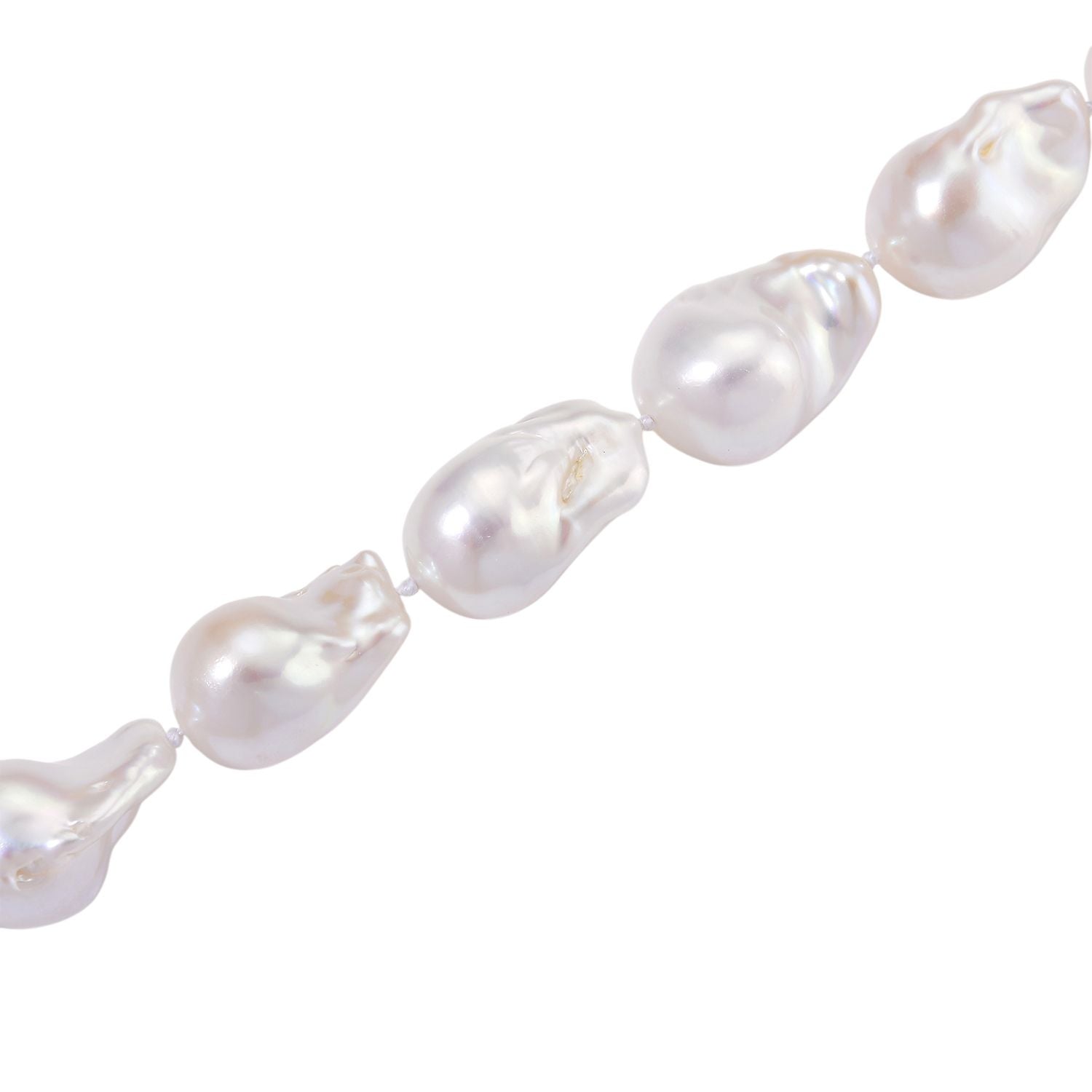 Exklusives Angebot- Weiße Süßwasser Barockperle Collier, ca. 45 cm mit 5 cm Extender, 925 Silber rhodiniert, (Perlenröße ca. 18-19 mm x 24-30 mm)
