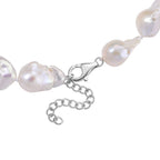 Exklusives Angebot- Weiße Süßwasser Barockperle Collier, ca. 45 cm mit 5 cm Extender, 925 Silber rhodiniert, (Perlenröße ca. 18-19 mm x 24-30 mm)