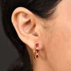 Empress Flame - D joy Lab Created Padparadscha-Saphir , Moissanit Ohrringe 925 Silber 750 Gelbgold Vermeil ca. 4.00 ct