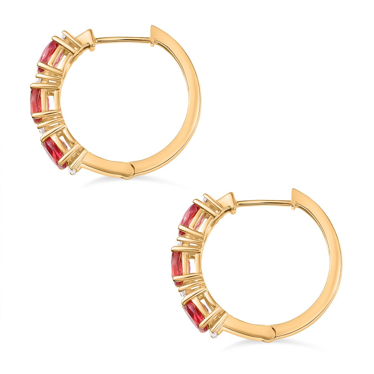 Empress Flame - D joy Lab Created Padparadscha-Saphir , Moissanit Ohrringe 925 Silber 750 Gelbgold Vermeil ca. 4.00 ct