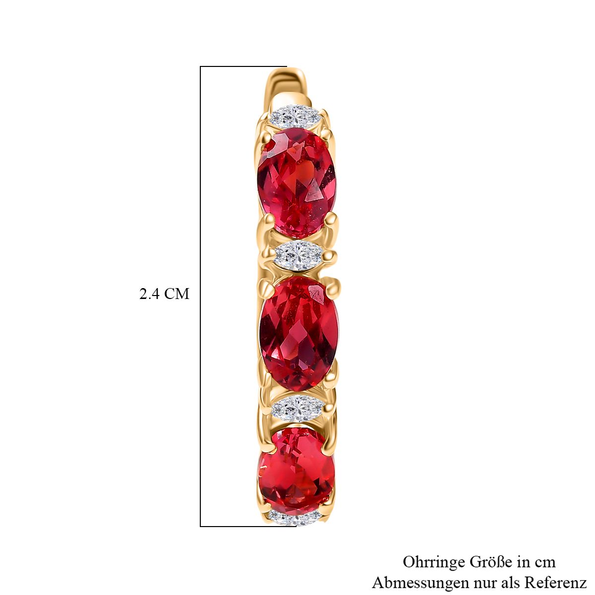 Empress Flame - D joy Lab Created Padparadscha-Saphir , Moissanit Ohrringe 925 Silber 750 Gelbgold Vermeil ca. 4.00 ct