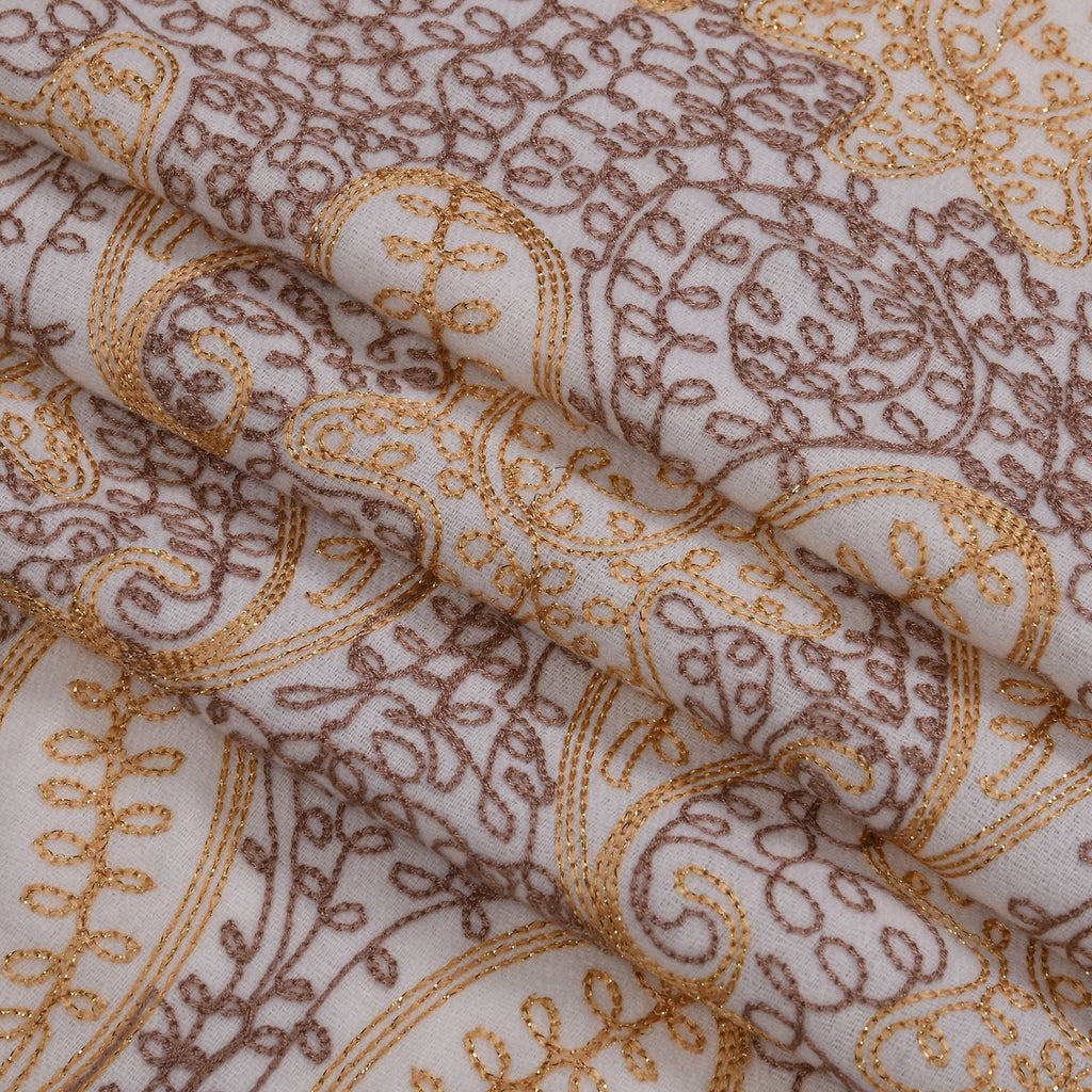 Bestickter Schal mit Paisley und Floralem Stickerei, 70 x 180 cm, Creme