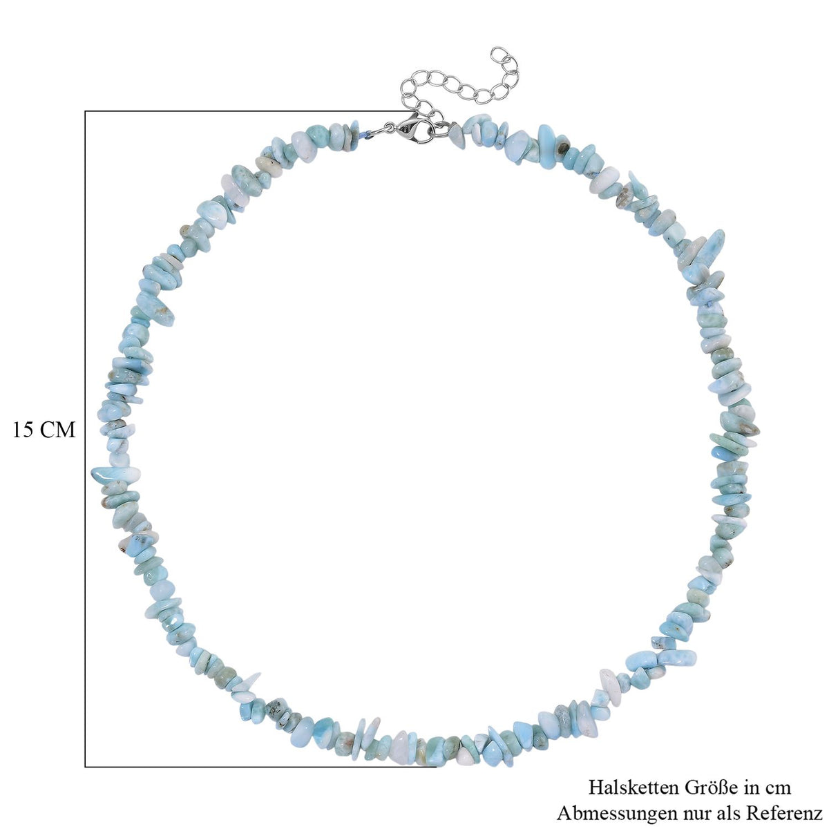 Larimar Halskette, flexibel, Reiner Edelstahl ca. 160.00 ct