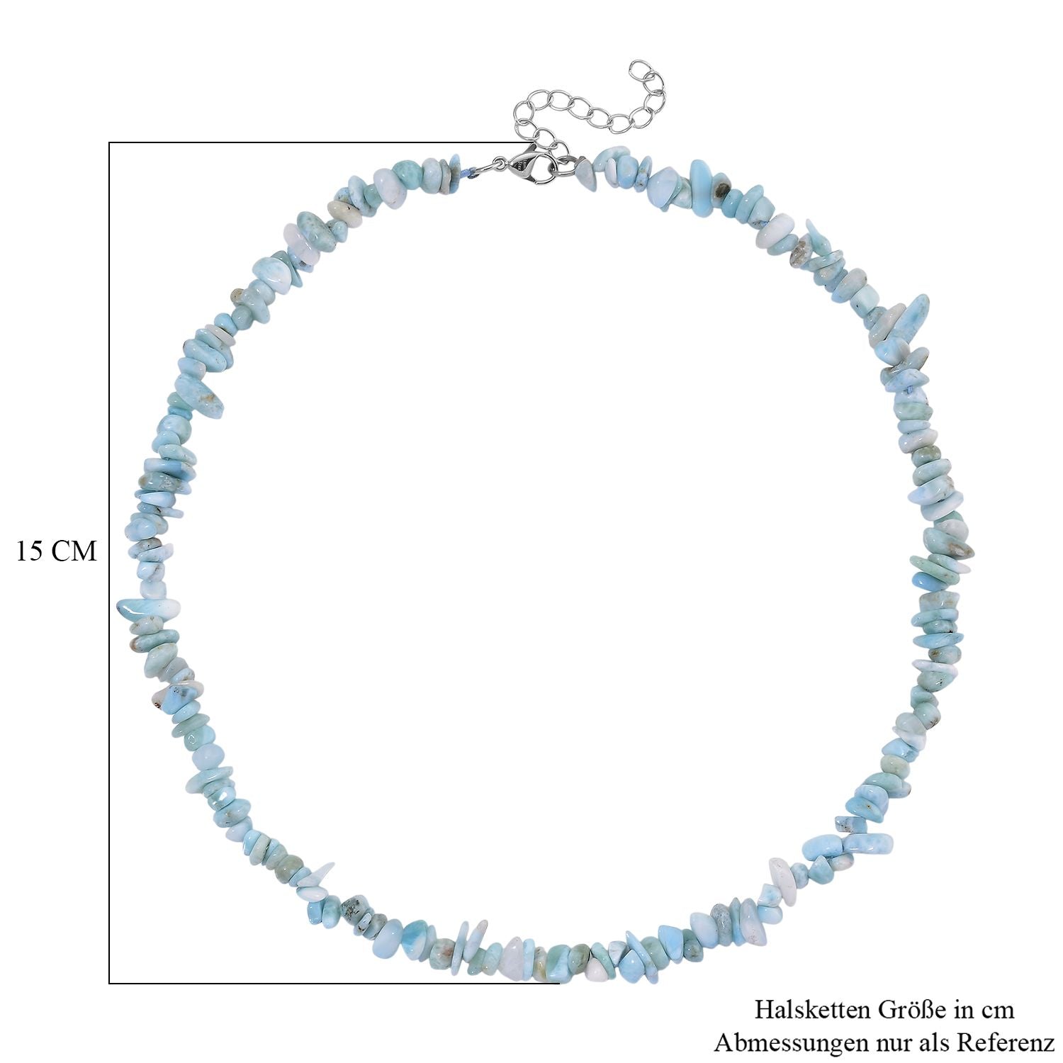 Larimar Halskette, flexibel, Reiner Edelstahl ca. 160.00 ct