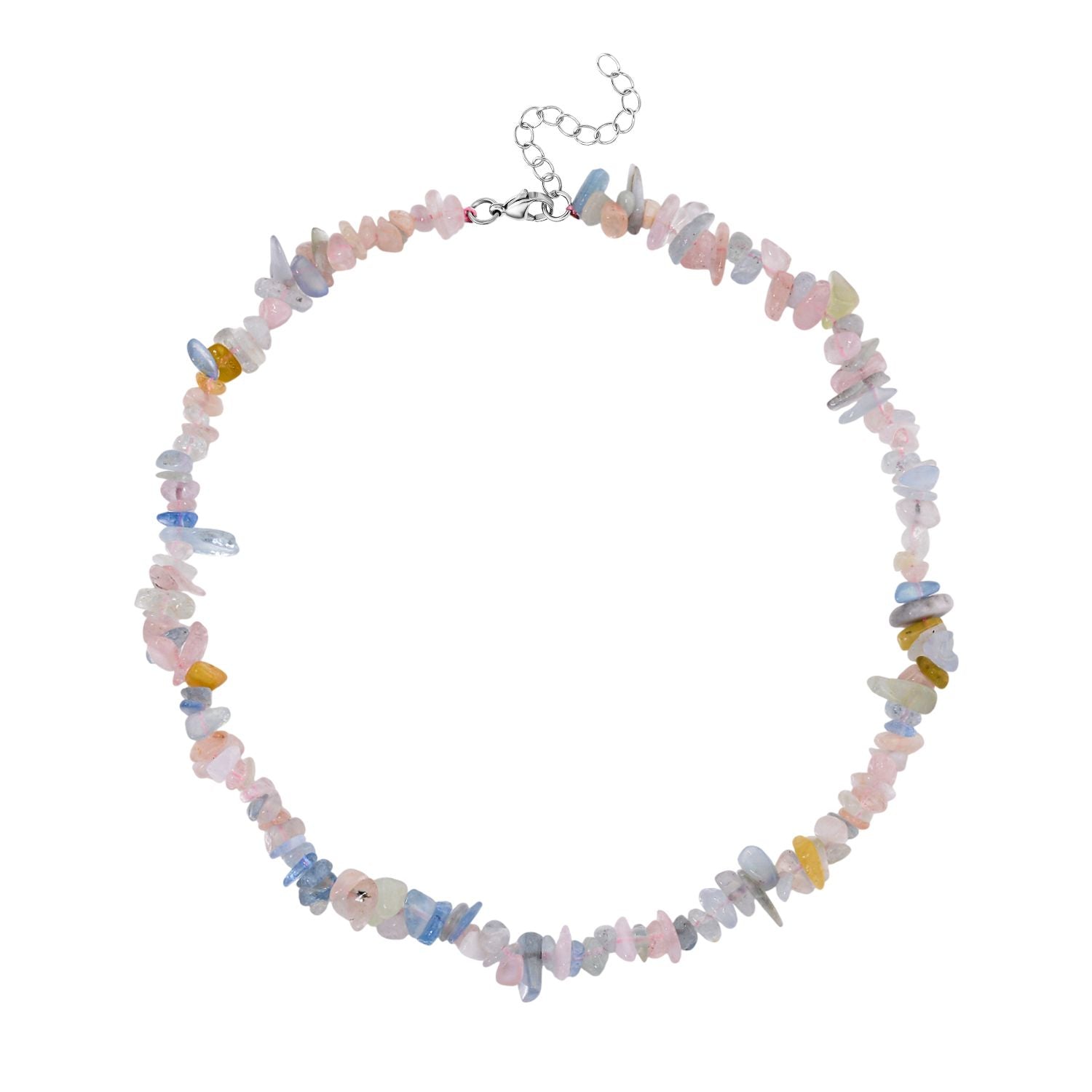 Mehrfarbiger Beryll Halskette, flexibel, Reiner Edelstahl ca. 160.00 ct